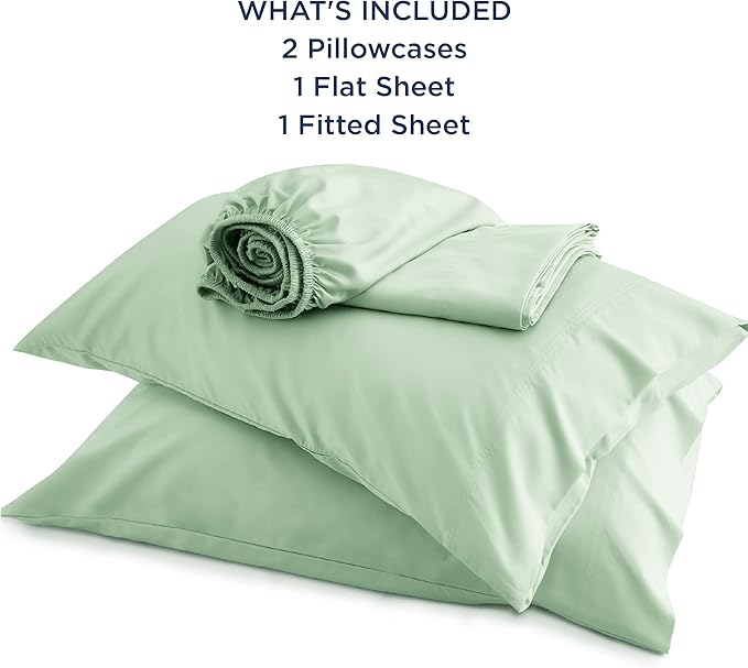 Bedsure California King Sheet Sets, Cooling Sheets, Rayon Derived from Bamboo, Deep Pocket Up to 16", Breathable & Soft Bed Sheets, Hotel Luxury Silky Bedding Sheets & Pillowcases, Sage Green - LeafyLoom