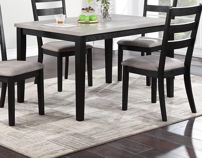 NicBex Small Dining Table Set for 4 Dining Room Set 5pc Dining Set Kitchen Dinette Wooden Top Table and Chairs Upholstered Cushions Seats Ladder Back Chair Dining Room, Black - LeafyLoom