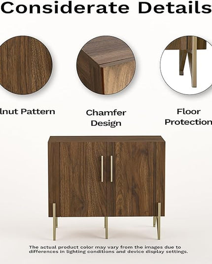 roomfitters 39” Sideboard Buffet Cabinet with Storage, Accent Cabinet with 2 Doors, Modern Mid-Century Credenza, Dark Walnut Furniture for Kitchen, Entryway, Living Room - LeafyLoom