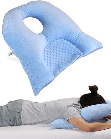 Face Down Pillow for Sleeping, Prone Pillow for Vitrectomy or Retinal Surgery, Adjustable Height Prone Prone Pillow Face Down Sleep, Retina Lying Pillow Eye Surgery Recovery (Dot-Light blue) - LeafyLoom