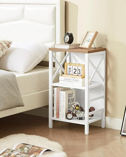 Bookcase, Industrial Small Bookshelf,3-Tier Bookcase Storage Organizer, Small Book Shelf for Small Spaces, Living Room, Bedroom and Home Office, White&Brown - LeafyLoom