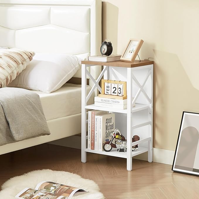 Bookcase, Industrial Small Bookshelf,3-Tier Bookcase Storage Organizer, Small Book Shelf for Small Spaces, Living Room, Bedroom and Home Office, White&Brown - LeafyLoom