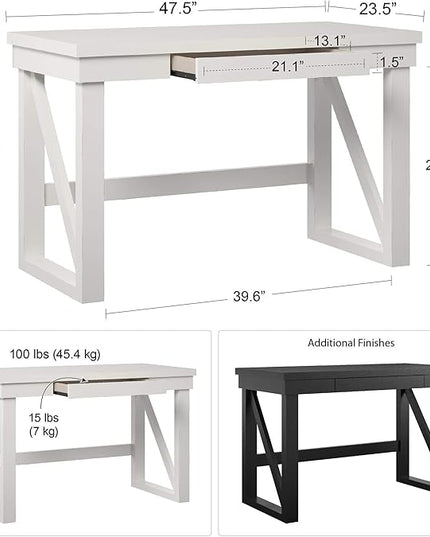 Ameriwood Home Crestwood, White Computer Desk, - LeafyLoom