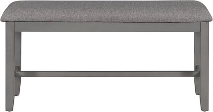 Comfortable Room Rustic Farmhouse 6-Piece Dining Set-Rectangular Wood Table, 4 Padded Chairs, 1 Bench-Ideal for Family Kitchen Gatherings, Onesize, Gray - LeafyLoom