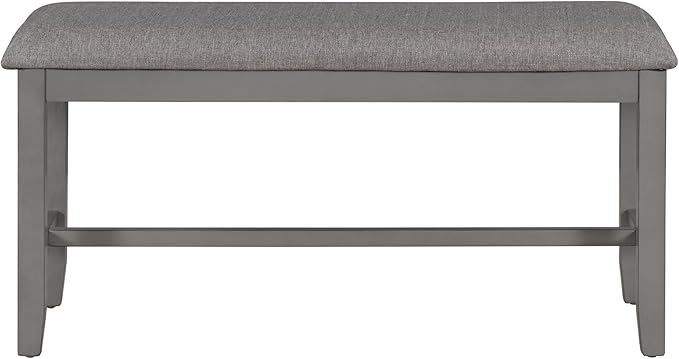 Comfortable Room Rustic Farmhouse 6-Piece Dining Set-Rectangular Wood Table, 4 Padded Chairs, 1 Bench-Ideal for Family Kitchen Gatherings, Onesize, Gray - LeafyLoom