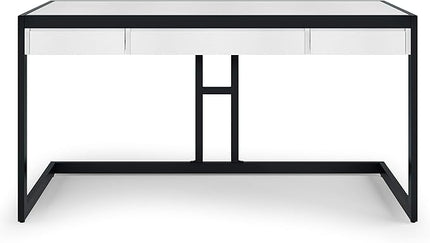 SIMPLIHOME Erina SOLID WOOD and Metal Modern Industrial 60 inch Wide Home Office Desk, Writing Table, Workstation, Study Table Furniture in Distressed White with 2 Drawers - LeafyLoom