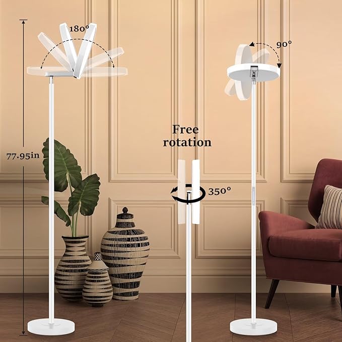 JOOFO Sky LED Floor Lamp,Folding Modern Torchiere Floor Lamp,Bright Dimmable Led Floor Lamp with Remote &Touch Control,5 Color Temperatures,Tall Standing Lamp for Living Room,Office, Bedroom(White) - LeafyLoom