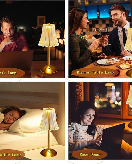 Table Lamps for Nightstand,3 Colors Crystal Table Lamp,LED Night Light,Cordless Lamp Vintage Lamp,Rechargeable Touch Control Small Desk Lamp,Bedside Lamps for Living Bedroom Bathroom Room Bar Lamp - LeafyLoom