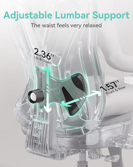 Hbada Ergonomic Office Chair, Desk Chair with Adjustable Lumbar Support and Height, Comfortable Mesh Computer Chair with Footrest 2D Headrest, Swivel Tilt Function Black - LeafyLoom