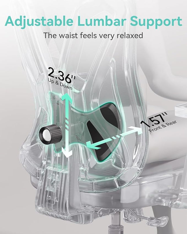 Hbada Ergonomic Office Chair, Desk Chair with Adjustable Lumbar Support and Height, Comfortable Mesh Computer Chair with Footrest 2D Headrest, Swivel Tilt Function Black - LeafyLoom