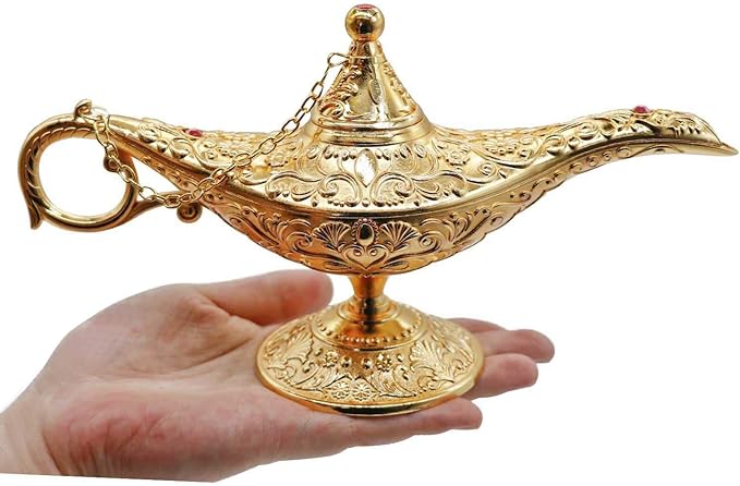Classic Vintage Collectable Rare Legend Aladdin Magic Genie Costume Lamp Home Table Decoration & Gift, Gold - LeafyLoom