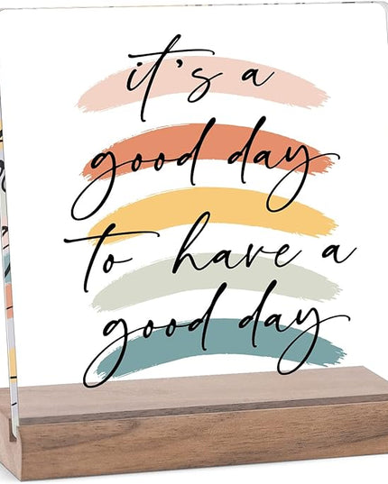 Motivational Office Desk Decor For Women Coworker It‘s A Good Day To Have A Good Day - Inspirational Signs Gifts Aesthetic Office Table Desktop Decorations For Work Desk - LeafyLoom