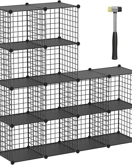 TUMUCUTE Wire Cube Storage Organizer, 12-Cube Metal Storage Shelves Bookshelf, Stackable Modular Closet Organizer for Bedroom Living Room, Office,Storage Shelves - LeafyLoom