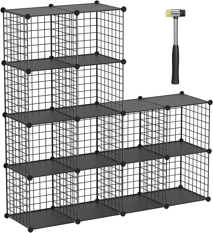 TUMUCUTE Wire Cube Storage Organizer, 12-Cube Metal Storage Shelves Bookshelf, Stackable Modular Closet Organizer for Bedroom Living Room, Office,Storage Shelves - LeafyLoom