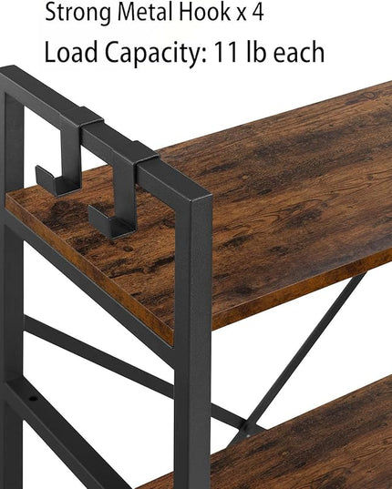 3 Tier Bookshelf, Bookcase Shelf Storage Organizer, Modern Book Shelf for Bedroom, Living Room and Home Office, Wood & Metal (Rustic Brown) - LeafyLoom