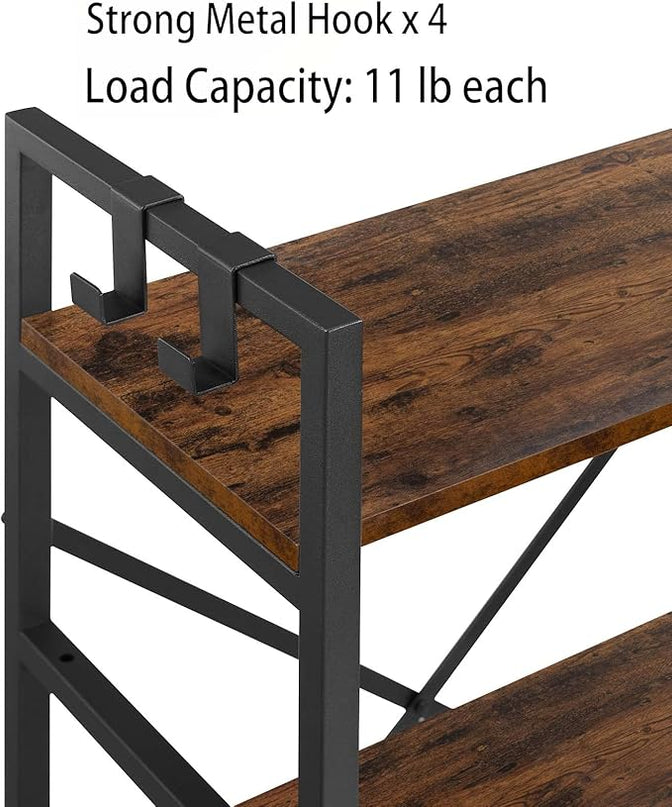 3 Tier Bookshelf, Bookcase Shelf Storage Organizer, Modern Book Shelf for Bedroom, Living Room and Home Office, Wood & Metal (Rustic Brown) - LeafyLoom