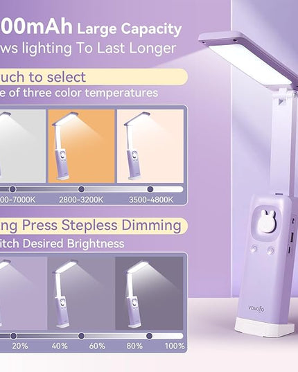 VAVOFO Battery Operated Lamp Rechargeable Lamp Foldable & Portable Light,15 light dimming modes Cordless Lamp,cute desk lamp,6000mAh Battery Lights,LED Battery Lights,Modern office desk lamp - LeafyLoom