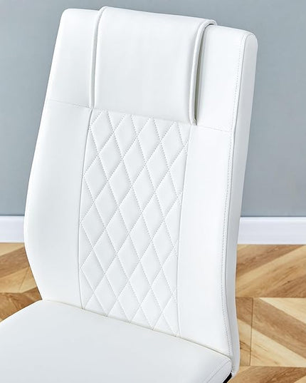 NicBex Dining Chairs Set of 6 Modern Faux Leather High Back Dining Room Kitchen Chairs with Black Metal Legs,Side Chairs for Dining Room, Kitchen,Living Room, and Restaurants,White - LeafyLoom