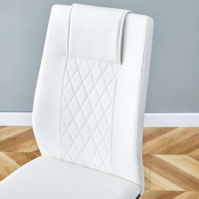 NicBex Dining Chairs Set of 6 Modern Faux Leather High Back Dining Room Kitchen Chairs with Black Metal Legs,Side Chairs for Dining Room, Kitchen,Living Room, and Restaurants,White - LeafyLoom