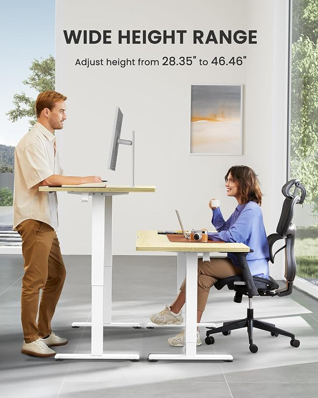 ErGear Height Adjustable Electric Standing Desk, 63x 28 Inches Sit Stand up Desk, Large Memory Computer Home Office Desk (Natural) - LeafyLoom