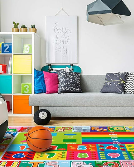 Playtime Collection ABC, Numbers and Shapes Educational Area Rug Soft Toddlers Kids Play Rug Mat Learning Mat for Classroom Bedrooms 78x59 Inch - LeafyLoom