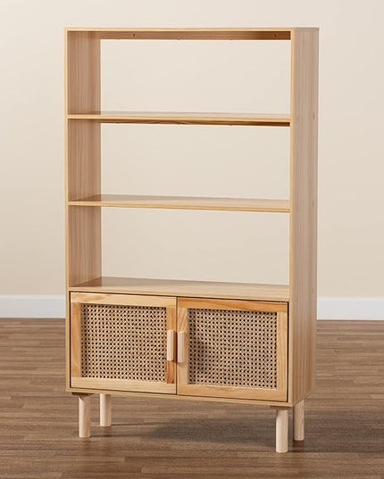 Baxton Studio Faulkner Bookcases, Beige/Natural Brown - LeafyLoom