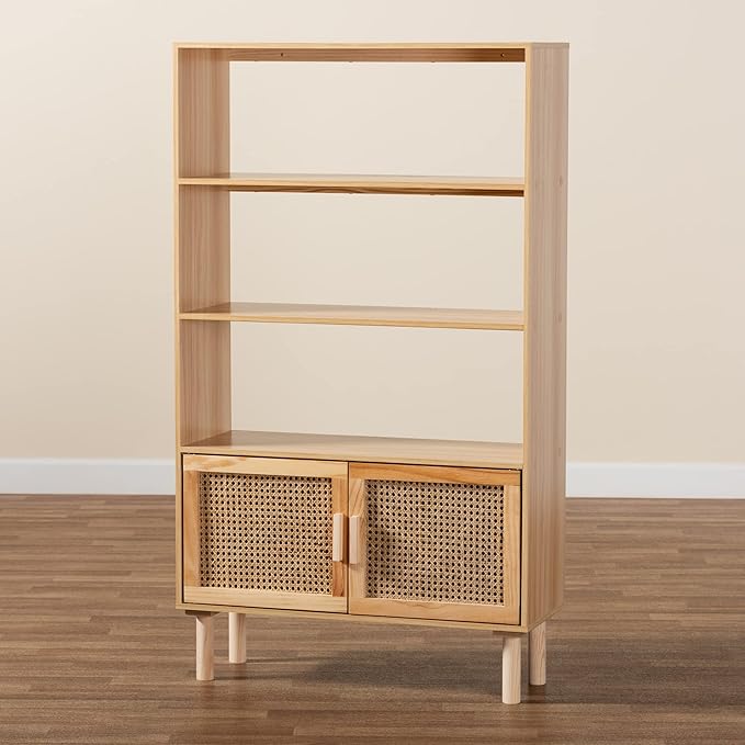 Baxton Studio Faulkner Bookcases, Beige/Natural Brown - LeafyLoom