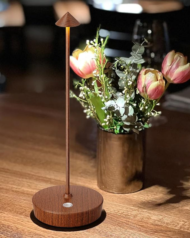Cordless Table Lamps Rechargeable, 6000mAh Battery Operated LED Desk Lamp Outdoor Waterproof Portable Touch Dimmable Table Night Light for Patio Restaurant Dining Home Set of 2 Wood Grain - LeafyLoom