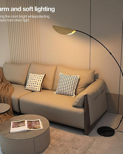 AIDENOEY Arc Floor Lamps for Living Room,Modern Standing Lamp with Leaf Type Lampshade，Over Couch Reading Lamps for Bedroom，Corner Lamp with Foot Switch，Tall Lamp for Home,Office(Bulb Included) - LeafyLoom