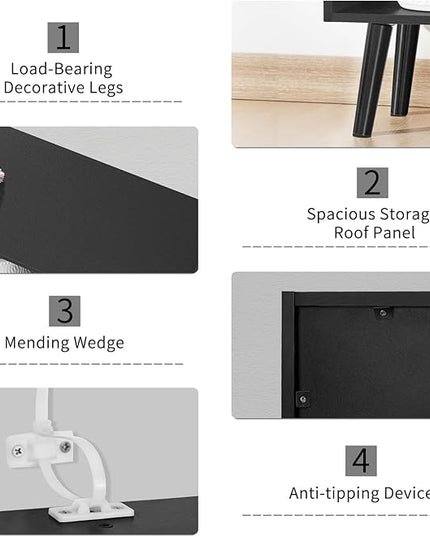 YAHARBO 4 Cube Black Bookshelf, Small Black Narrow Book shelf, 3 Tier Modern Bookcase with Legs,Bookshelves Wood Storage Shelf, Rustic Book Shelves Cube Organizer, Display Bookcase - LeafyLoom