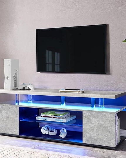 NicBex TV Stand for 70 Inch TV LED Gaming Entertainment Center Media Storage Console Table with Large Sliding Drawer & Side Cabinet for Living Room,Bedroom,63 Inch,Grey - LeafyLoom