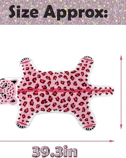 Leopard Shaped Rug Animals Bath Mat Rug Non-Slip Bathroom Door Mat for Bedroom Bathroom Kitchen Cartoon Area Rug for Bathroom Tub Soft Bathtub Mat Home Decor Pink - LeafyLoom
