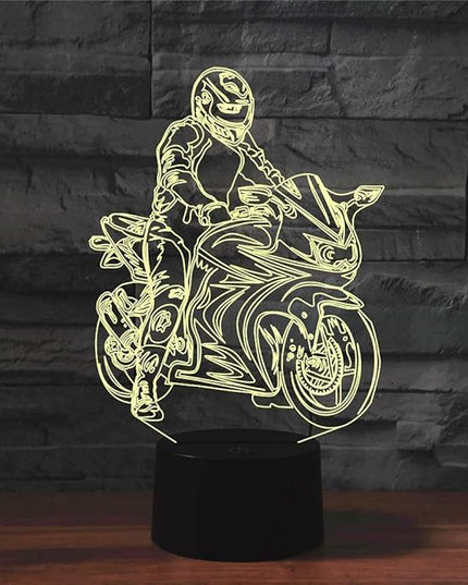 Creative Motorcycle 3D Night Light Illusion Lamp USB Powered Touch Switch Remote Control LED Decor 3D Lamp 7/16 Colors Changing Children Kids Toy Christmas Xmas Brithday Gift - LeafyLoom