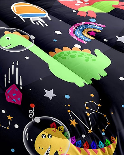 Dinosaur Bedding Set for Boys - 2Pcs Lovely Black Dinosaur Bedding Set for Bedroom Twin Size Cute Animal Patterns Dinosaur Comforter Set for Boys Girls Teens Kids Room Decor, 1 Quilt 1PillowCase - LeafyLoom