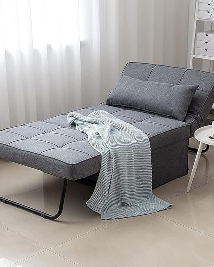 Sofa Bed,4 in 1 Multi Function Folding Ottoman Sleeper Bed,Modern Convertible Chair Adjustable Backrest Couch for Living Room Small Room Apartment,Light Grey - LeafyLoom