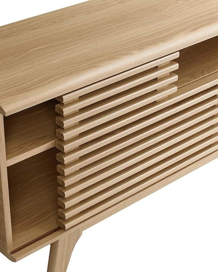 Modway Render Mid-Century Modern Low Profile 71 Inch Media Console TV Stand in Oak, 71" - LeafyLoom
