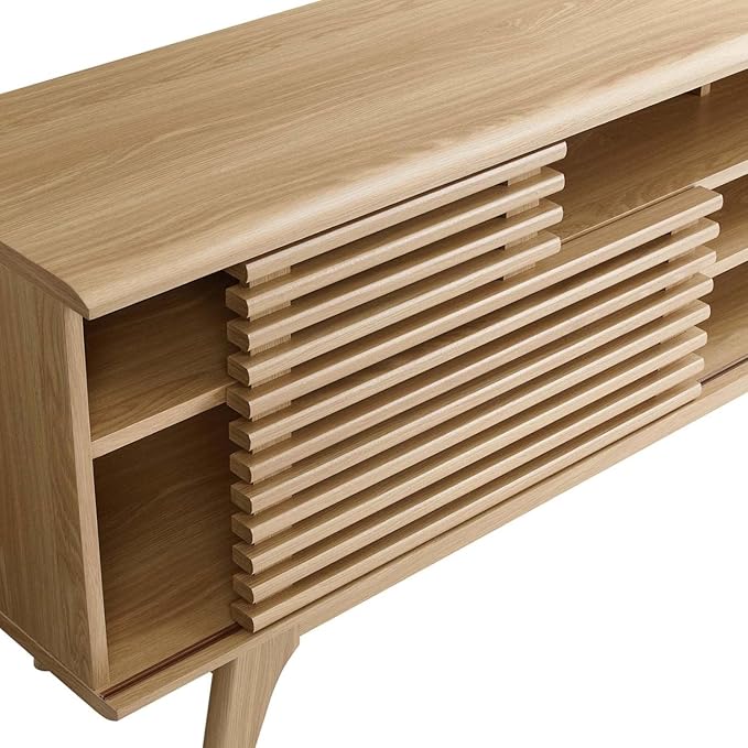 Modway Render Mid-Century Modern Low Profile 71 Inch Media Console TV Stand in Oak, 71" - LeafyLoom