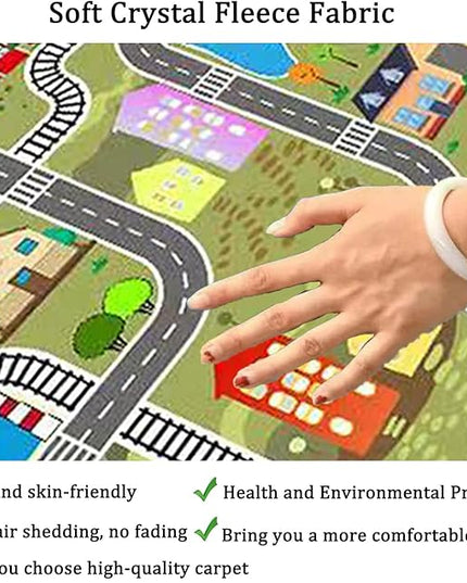 Kids Rug Play Mat for Toy Cars,City Life Road Traffic Educational Carpet,Have Fun Throw Rug,Non-Slip Nursery Rug for Boy and Girl Bedroom 180×270cm/71×106in - LeafyLoom