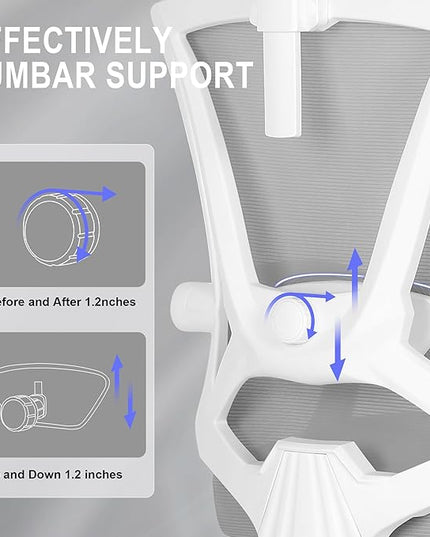 Misolant Ergonomic Office Chair with Footrest, Ergonomic Desk Chair with Adjustable 2D Lumbar Support, High Back Office Chair with Adjustable Headrest, Comfortable Executive Office Chair -Gray - LeafyLoom
