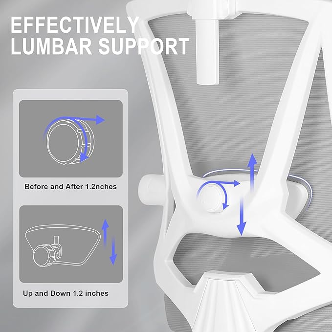 Misolant Ergonomic Office Chair with Footrest, Ergonomic Desk Chair with Adjustable 2D Lumbar Support, High Back Office Chair with Adjustable Headrest, Comfortable Executive Office Chair -Gray - LeafyLoom