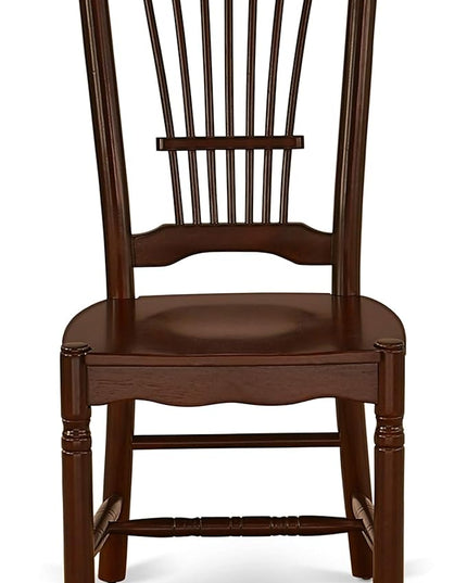 East West Furniture ANDO5-MAH-W Antique 5 Piece Dining Set for 4 Includes a Round Kitchen Table with Pedestal and 4 Dinette Chairs, 36x36 Inch - LeafyLoom