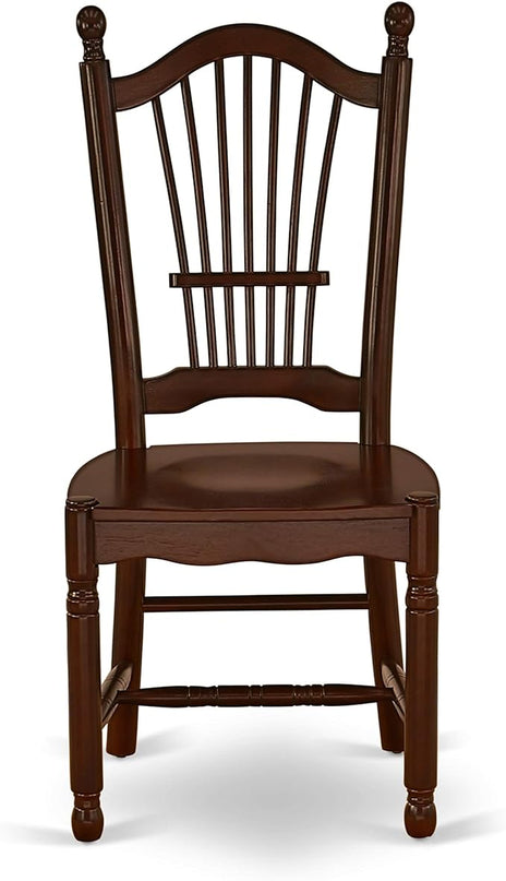 East West Furniture ANDO5-MAH-W Antique 5 Piece Dining Set for 4 Includes a Round Kitchen Table with Pedestal and 4 Dinette Chairs, 36x36 Inch - LeafyLoom