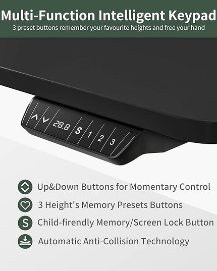 FEZIBO Standing Desk with Keyboard Tray, 40 × 24 Inches Electric Height Adjustable Desk, Sit Stand Up Desk, Computer Office Desk, Black - LeafyLoom