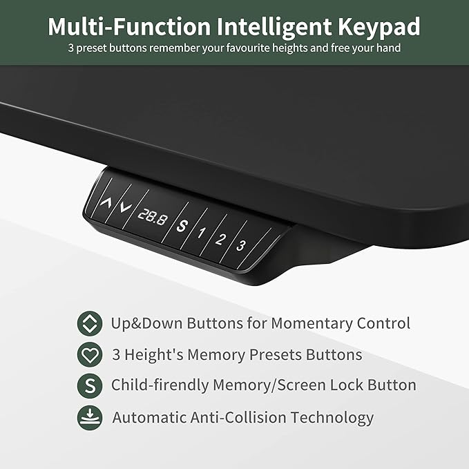 FEZIBO Standing Desk with Keyboard Tray, 40 × 24 Inches Electric Height Adjustable Desk, Sit Stand Up Desk, Computer Office Desk, Black - LeafyLoom