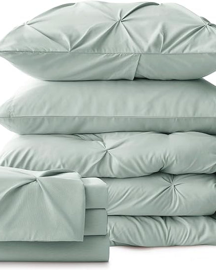 Bedsure Full Size Comforter Sets - Bedding Sets Full 7 Pieces, Bed in a Bag Green Bed Sets with Comforter, Sheets, Pillowcases & Shams - LeafyLoom