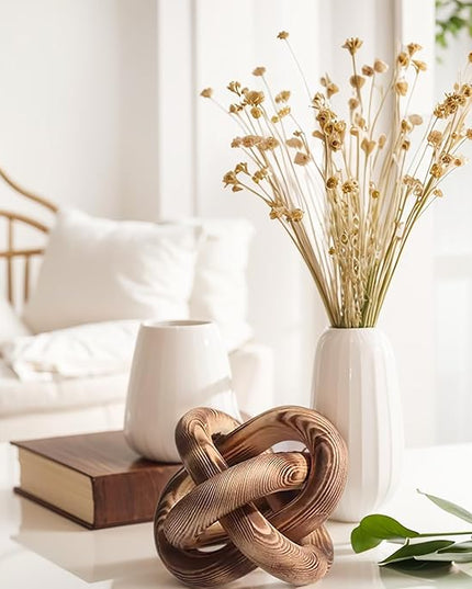 Wood Knot Decor -Coffee Table Decor Shelf Decor Table Books Hand Carved Home Decoration Boho Country Rustic Modern Shabby Chic Style Decor 3 Link Wooden Knot Chain Link Decor (Vintage) - LeafyLoom