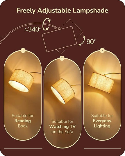 EDISHINE 78.3" Gold Arched Floor Lamp, Mid Century Modern Reading Lights Over Chair, Tall Arc Standing Lamps for Living Room for Living Room, Home Office, Reading Room, Dining Room - LeafyLoom