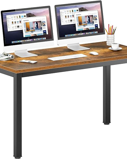 DlandHome 55 inches Computer Desk, Office Desk Computer Table Study Writing Desk Workstation for Home Office, Retro - LeafyLoom
