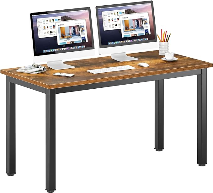 DlandHome 55 inches Computer Desk, Office Desk Computer Table Study Writing Desk Workstation for Home Office, Retro - LeafyLoom