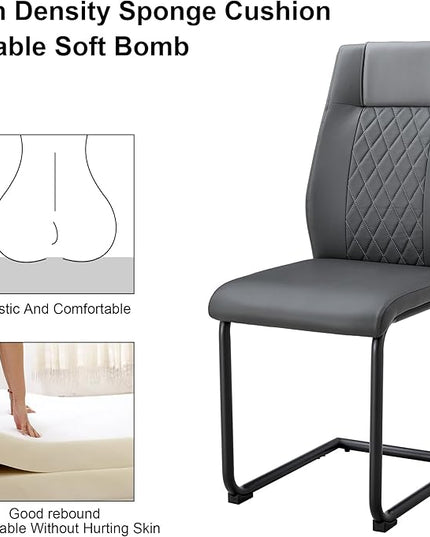 NicBex Dining Chairs Set of 6 Modern Faux Leather High Back Dining Room Kitchen Chairs with Black Metal Legs,Side Chairs for Dining Room, Kitchen,Living Room, and Restaurants,Gray - LeafyLoom